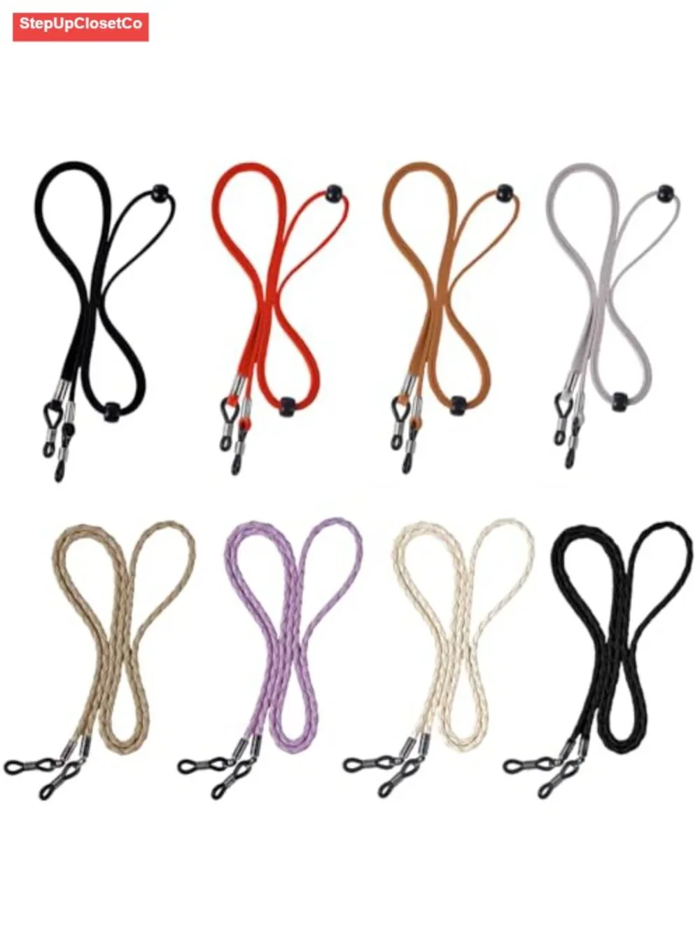 8Pcs Eyeglass Strap Eye Glasses Holders Around Neck Adjustable PU Leather